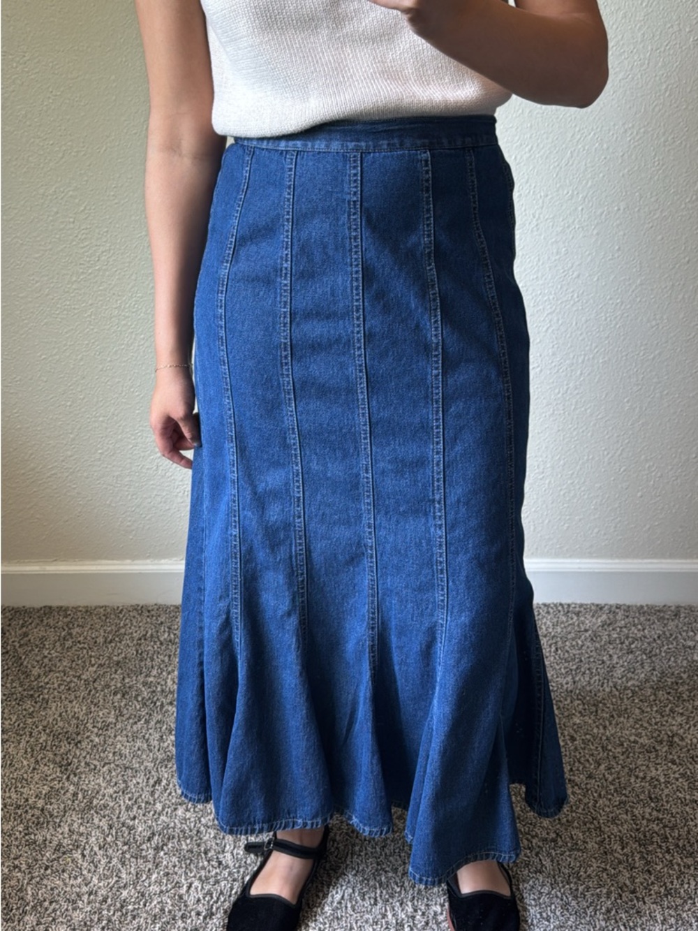 Y2k denim pleated skirt